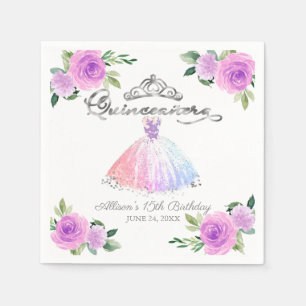 Serviette En Papier Robe de couleurs pastel de Quinceanera florale
