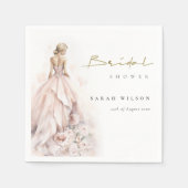 Serviette En Papier Robe de mariée à l'aquarelle moderne Shower de mar (Devant)