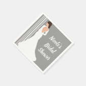 Serviette En Papier Robe de Mariée Blanche Moderne & Collier de Perles (Coin)