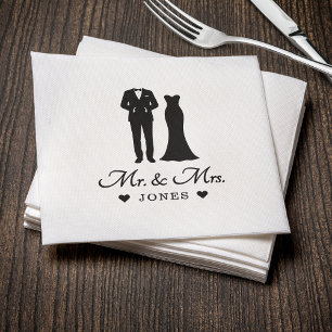Serviette En Papier Robe de mariée M. et Mme Nouveau couple marié