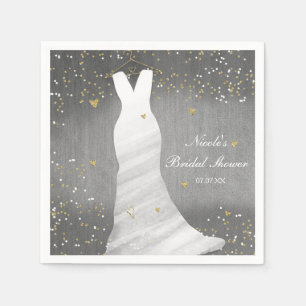 Serviette En Papier Robe de Mariée Moderne Confettis Cœurs Enterrement