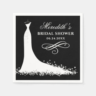 Serviette En Papier Robe de mariée noire et blanche élégante pour la f