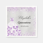 Serviette En Papier Robe de parties scintillant violet argent Quincean (Devant)
