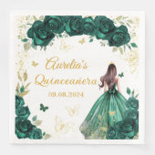 Serviette En Papier Robe de princesse florale verte émeraude pour Quin (Devant)