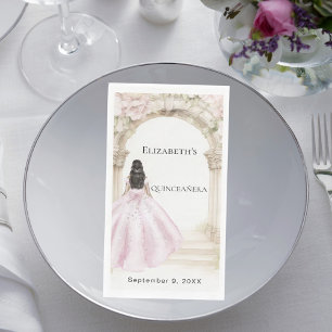 Serviette En Papier Robe de Quinceanera à arc floral rose