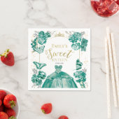 Serviette En Papier Robe douce 16 Napkins Papillon émeraude verte (En situation)