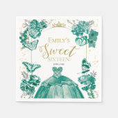 Serviette En Papier Robe douce 16 Napkins Papillon émeraude verte (Devant)