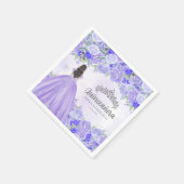 Serviette En Papier Robe Florale violette Princesse Tiara Quinceanera (Coin)