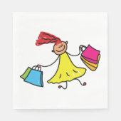 Serviette En Papier Robe Jaune Bonne Fille Shopping (Devant)