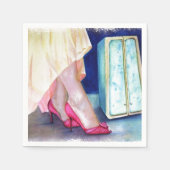 SERVIETTE EN PAPIER ROBE JAUNE, CHAUSSURES ROUGES PAPIER NAPKINS (Devant)