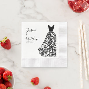 Serviette En Papier Robe Mariage en dentelle noire