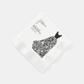 Serviette En Papier Robe Mariage en dentelle noire (Coin)