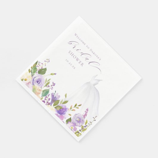 Serviette En Papier Robe Mariage Florale Jardin pourpre (Coin)