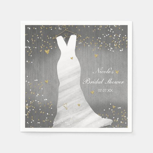 Serviette En Papier Robe Mariage moderne Confetti Coeurs Fête des mari (Devant)