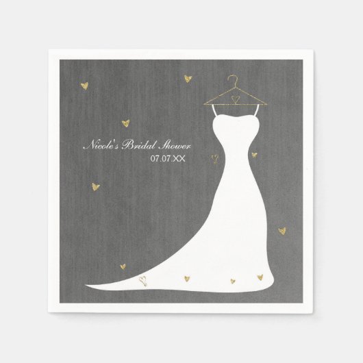 Serviette En Papier Robe Mariage moderne et Fête des mariées Coeurs d' (Devant)