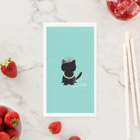 Serviette En Papier Robe noire Robe sarcelle bleu Chat Couronne Partie (En situation)