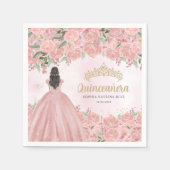 Serviette En Papier Robe or rose florale Princesse Quinceanera (Devant)
