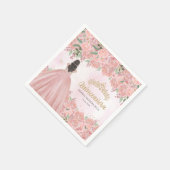 Serviette En Papier Robe or rose florale Princesse Quinceanera (Coin)