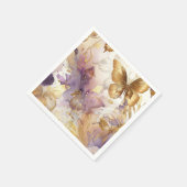 Serviette En Papier Robe papillon violet et or Fantaisie Douce 16 ans (Coin)