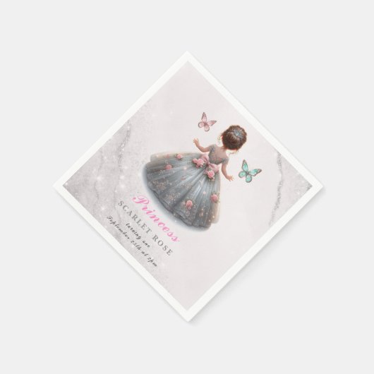Serviette En Papier Robe princesse en argent rose Fête d'anniversaire (Coin)