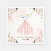 Serviette En Papier Robe rose fleurie 16 douce (Devant)