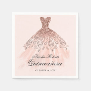 Serviette En Papier Robe rose Gold Sparkle Quinceanera Napkin