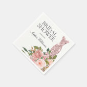 Serviette En Papier Robe rose or & Fête des mariées de Fleurs Roses Bl (Coin)