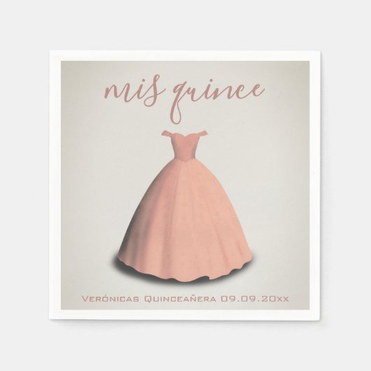 Serviette En Papier Robe rose Quinceañera (Devant)
