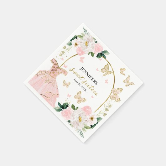 Serviette En Papier Robe rose rose douce 16 Blush (Coin)