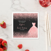 Serviette En Papier Robe rose rose Faux Parties scintillant Douce 16 A (En situation)