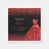 Serviette En Papier Robe Rouge Lumineuse Faux Parties scintillant Douc (Devant)