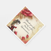 Serviette En Papier Robe Rouge Noir Quinceañera Robe Rose Personnalisé (Coin)