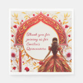 Serviette En Papier Robe Rouge or Quinceañera personnalisée (Devant)