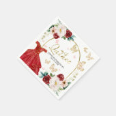 Serviette En Papier Robe rouge Papillon Quinceanera Napkins (Coin)