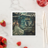 Serviette En Papier Robe verte de la forêt enchantée Quinceañera XV (En situation)