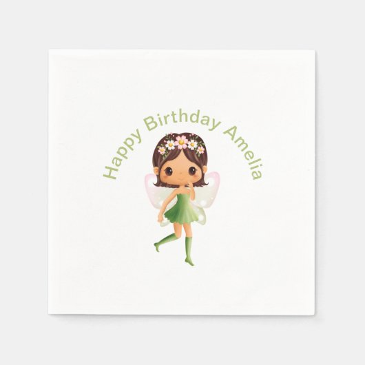 Serviette En Papier Robe verte Fée (Devant)