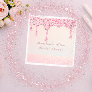 Serviette En Papier Robes de mariée élégantes rose glamour pailletées 