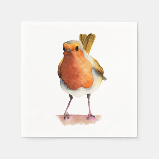 Serviette En Papier Robin Bird aquarelle peinture (Devant)