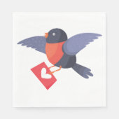Serviette En Papier Robin Bird Flying with Red Heart Love Letter (Devant)