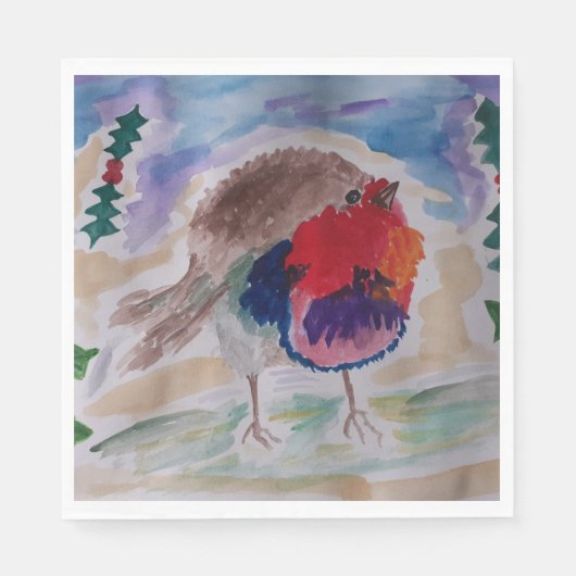 Serviette En Papier Robin de Noël (Devant)