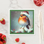 Serviette En Papier Robin de Noël 1 (En situation)