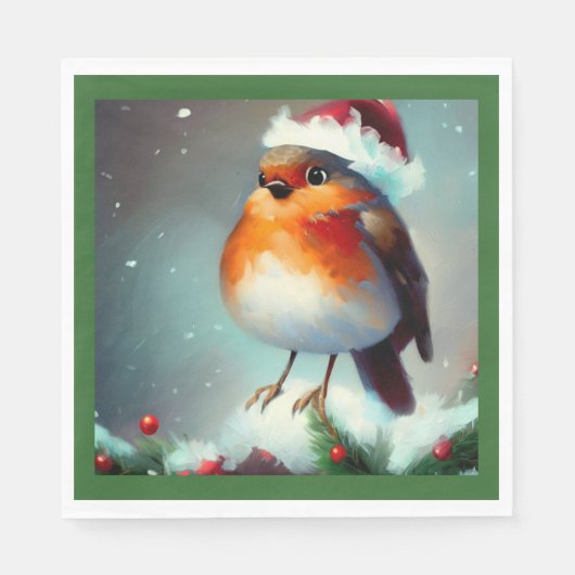 Serviette En Papier Robin de Noël 1 (Devant)