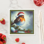Serviette En Papier Robin de Noël 3 (En situation)