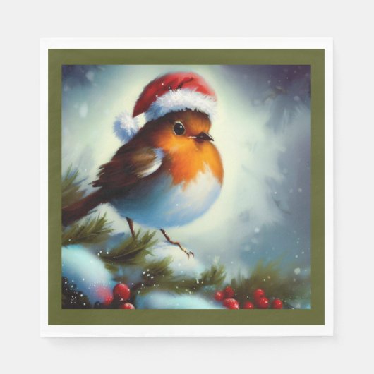 Serviette En Papier Robin de Noël 3 (Devant)