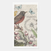 Serviette En Papier Robin Elegant Bird Butterfly French Art (Devant)
