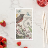 Serviette En Papier Robin Elegant Bird Butterfly French Art (En situation)
