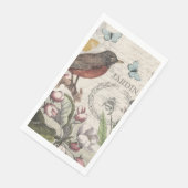 Serviette En Papier Robin Elegant Bird Butterfly French Art (Coin)