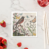 Serviette En Papier Robin Elegant Bird Butterfly French Art (En situation)