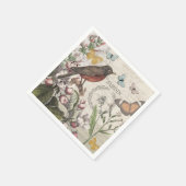 Serviette En Papier Robin Elegant Bird Butterfly French Art (Coin)