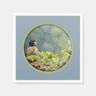 Serviette En Papier Robin et Berries - Papier Napkin
